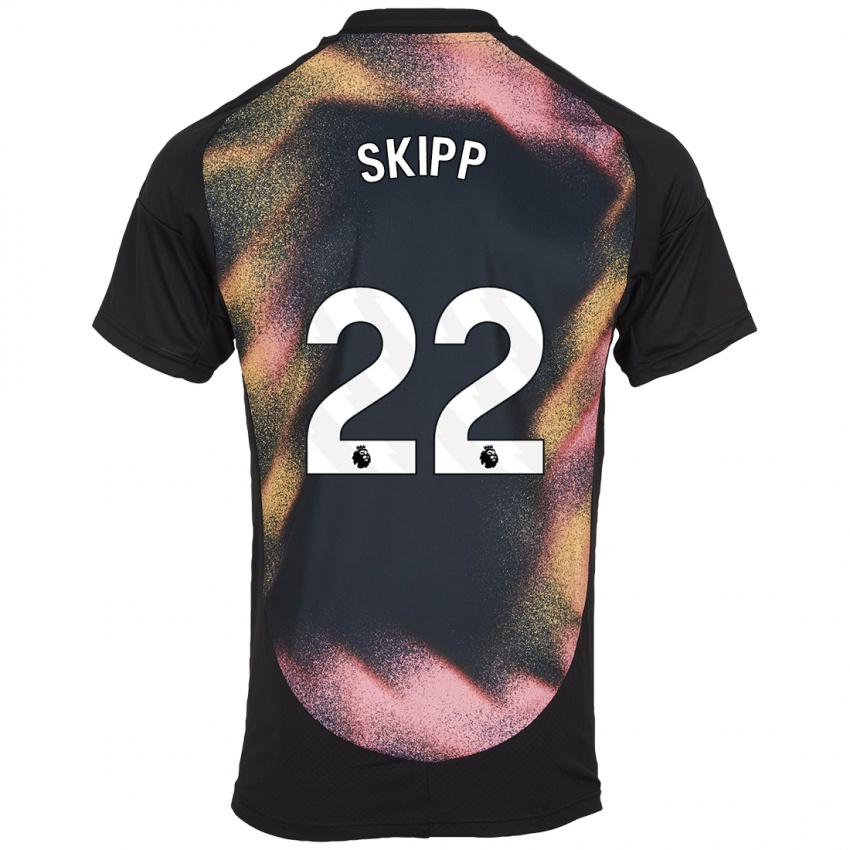 Niño Camiseta Oliver Skipp #22 Negro Blanco 2ª Equipación 2024/25 La Camisa Argentina