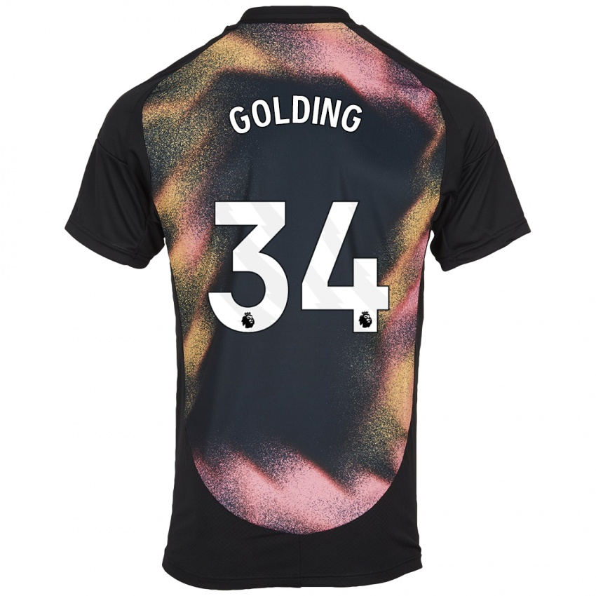 Niño Camiseta Michael Golding #34 Negro Blanco 2ª Equipación 2024/25 La Camisa Argentina