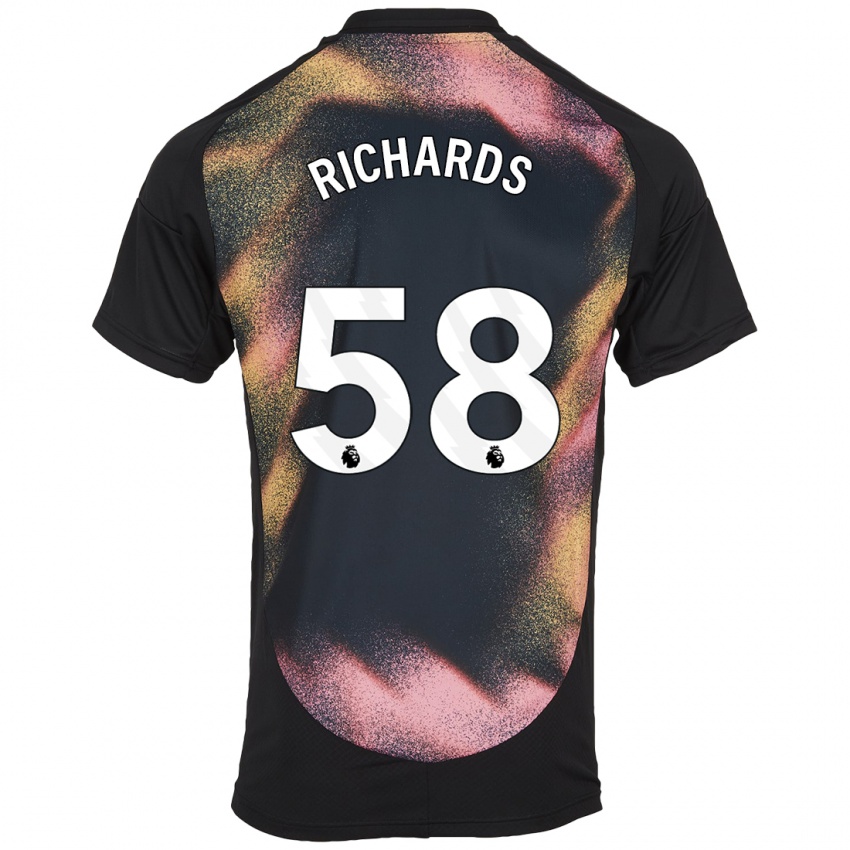 Niño Camiseta Amani Richards #58 Negro Blanco 2ª Equipación 2024/25 La Camisa Argentina