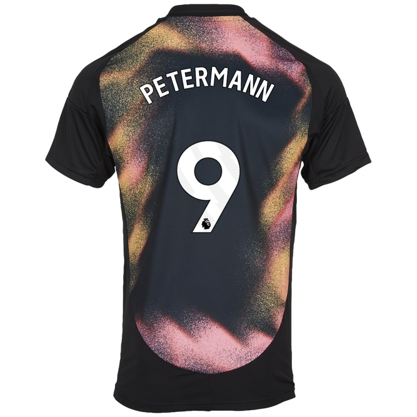 Niño Camiseta Lena Petermann #9 Negro Blanco 2ª Equipación 2024/25 La Camisa Argentina