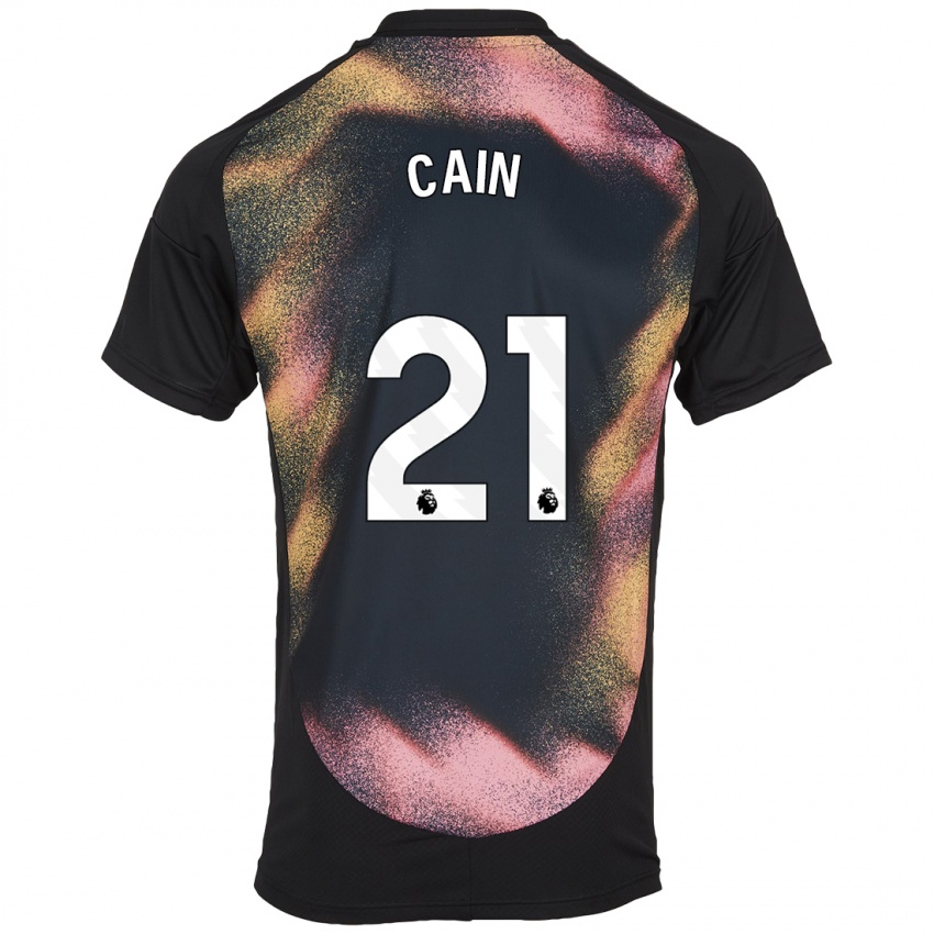 Niño Camiseta Hannah Cain #21 Negro Blanco 2ª Equipación 2024/25 La Camisa Argentina