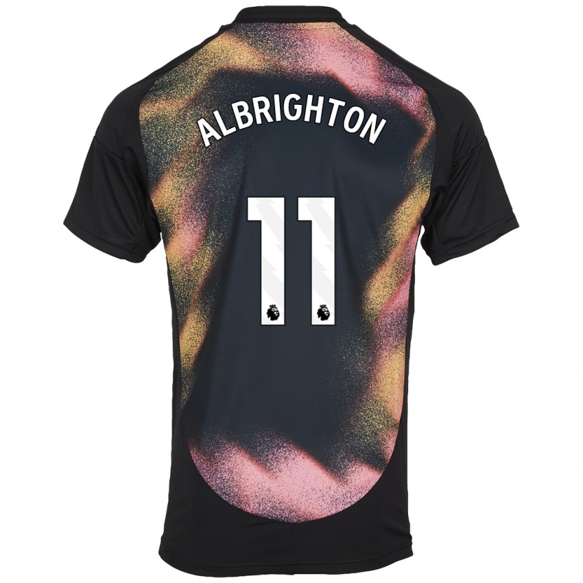 Niño Camiseta Marc Albrighton #11 Negro Blanco 2ª Equipación 2024/25 La Camisa Argentina