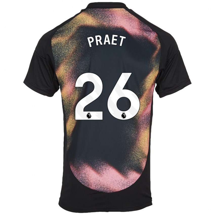 Niño Camiseta Dennis Praet #26 Negro Blanco 2ª Equipación 2024/25 La Camisa Argentina