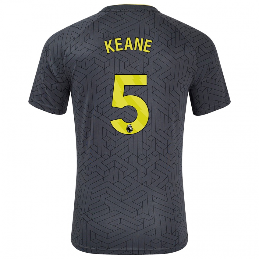 Niño Camiseta Michael Keane #5 Negro Amarillo 2ª Equipación 2024/25 La Camisa Argentina