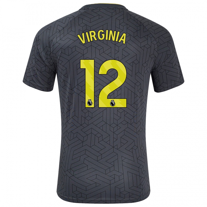 Niño Camiseta João Virgínia #12 Negro Amarillo 2ª Equipación 2024/25 La Camisa Argentina