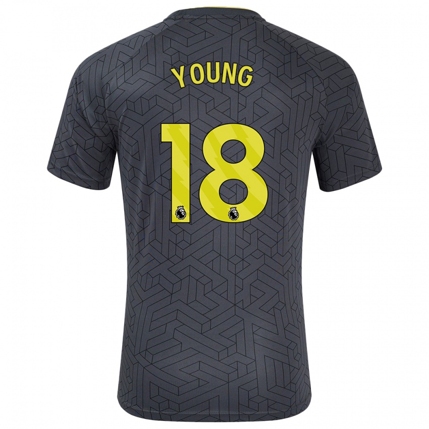 Niño Camiseta Ashley Young #18 Negro Amarillo 2ª Equipación 2024/25 La Camisa Argentina