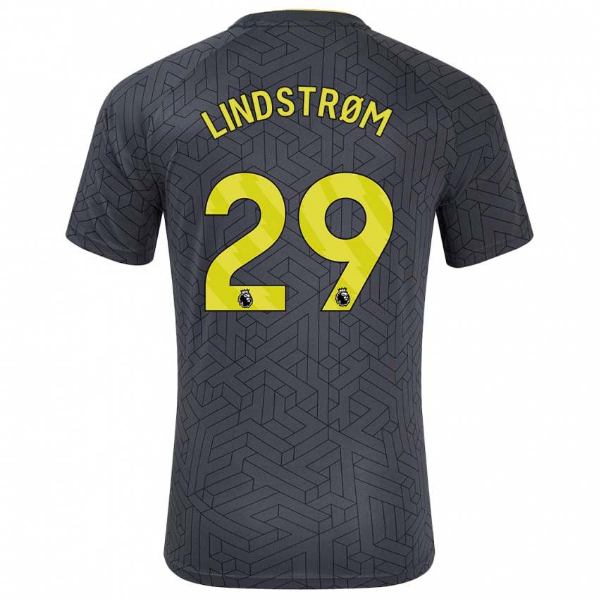 Niño Camiseta Jesper Lindstrøm #29 Negro Amarillo 2ª Equipación 2024/25 La Camisa Argentina