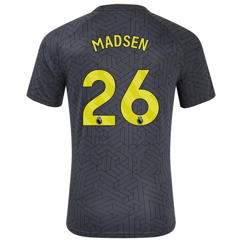 Niño Camiseta Rikke Madsen #26 Negro Amarillo 2ª Equipación 2024/25 La Camisa Argentina