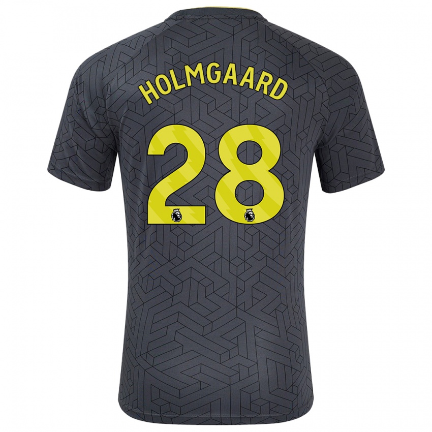 Niño Camiseta Karen Holmgaard #28 Negro Amarillo 2ª Equipación 2024/25 La Camisa Argentina