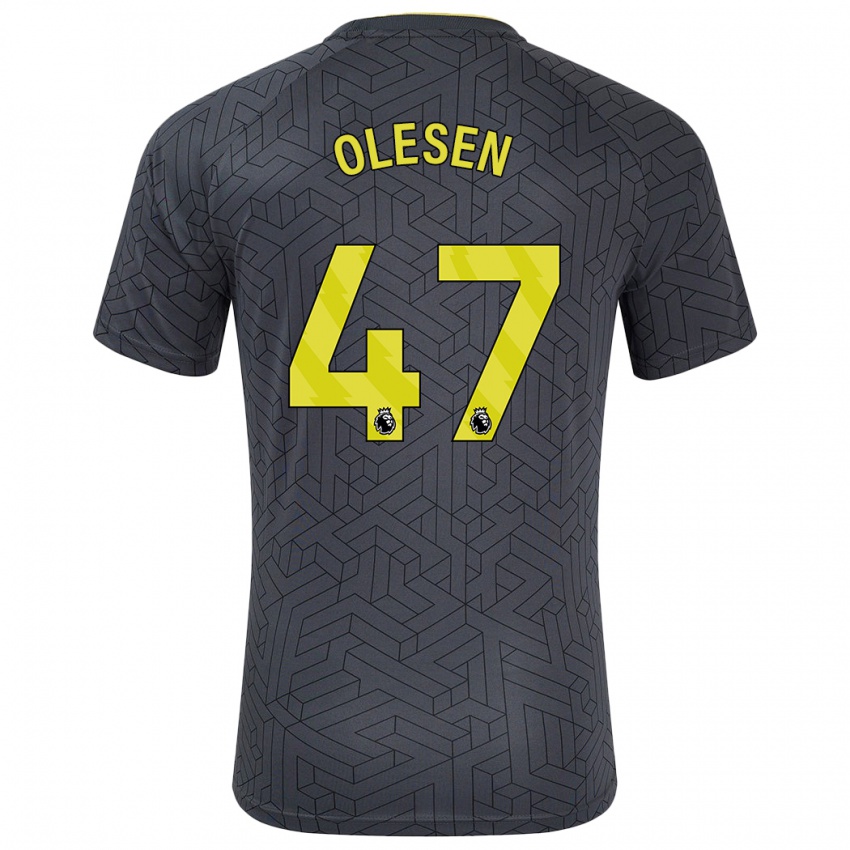 Niño Camiseta Karoline Olesen #47 Negro Amarillo 2ª Equipación 2024/25 La Camisa Argentina