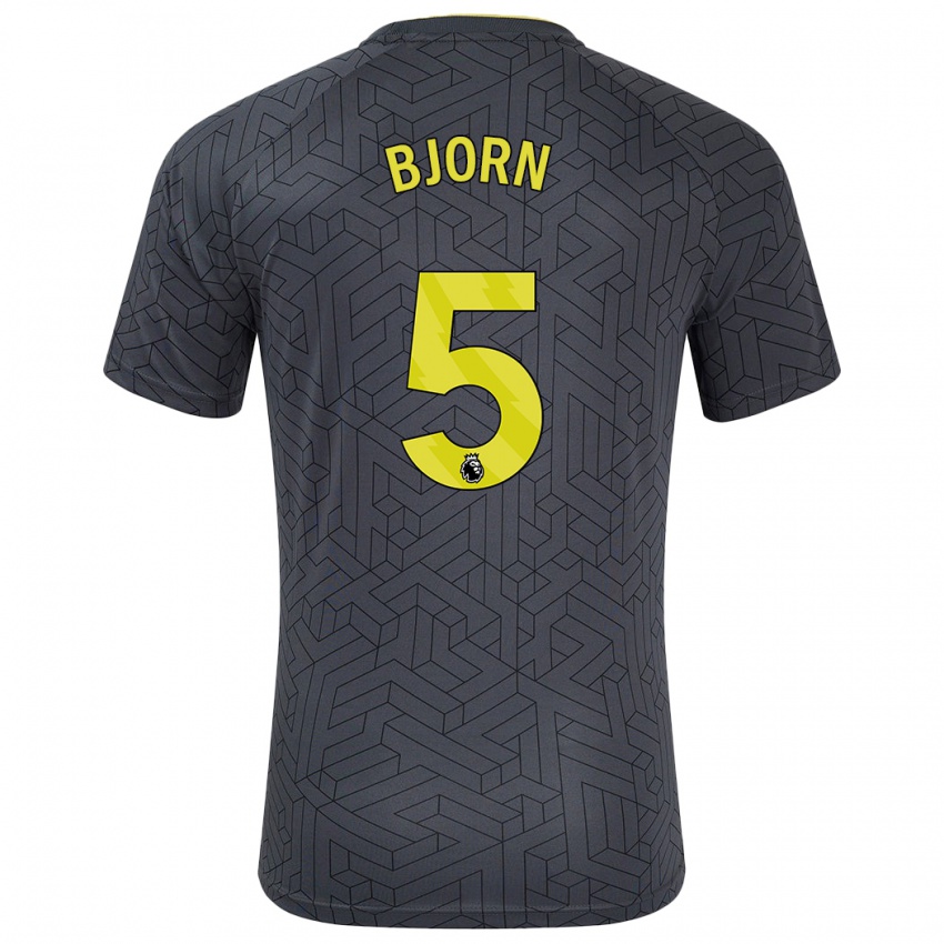 Niño Camiseta Nathalie Bjorn #5 Negro Amarillo 2ª Equipación 2024/25 La Camisa Argentina