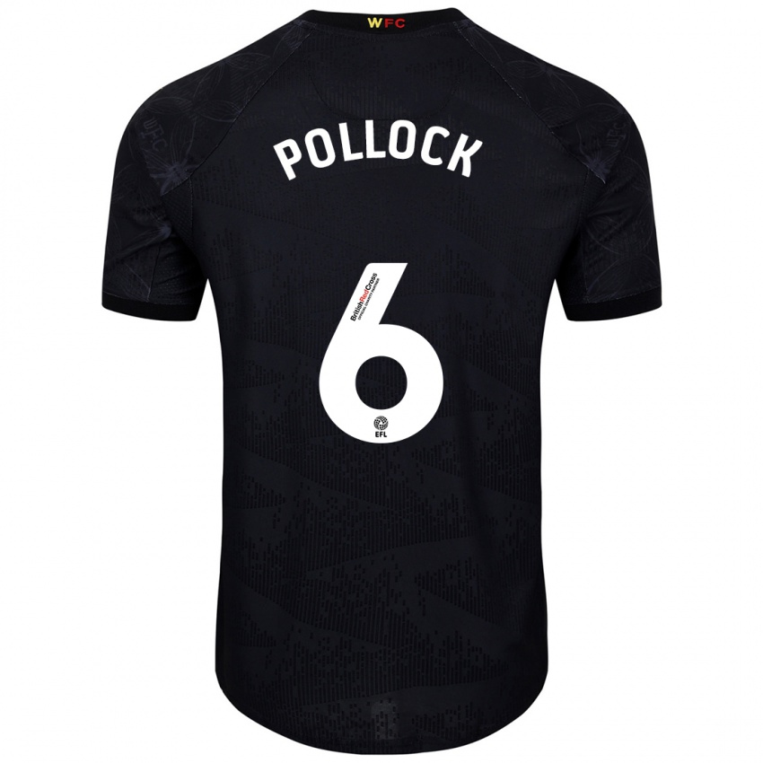 Niño Camiseta Mattie Pollock #6 Negro Blanco 2ª Equipación 2024/25 La Camisa Argentina