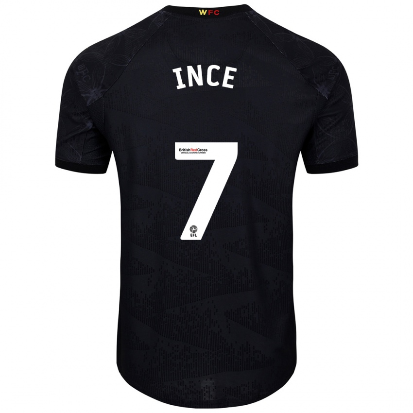 Niño Camiseta Tom Ince #7 Negro Blanco 2ª Equipación 2024/25 La Camisa Argentina