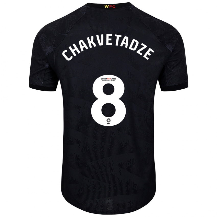 Niño Camiseta Giorgi Chakvetadze #8 Negro Blanco 2ª Equipación 2024/25 La Camisa Argentina