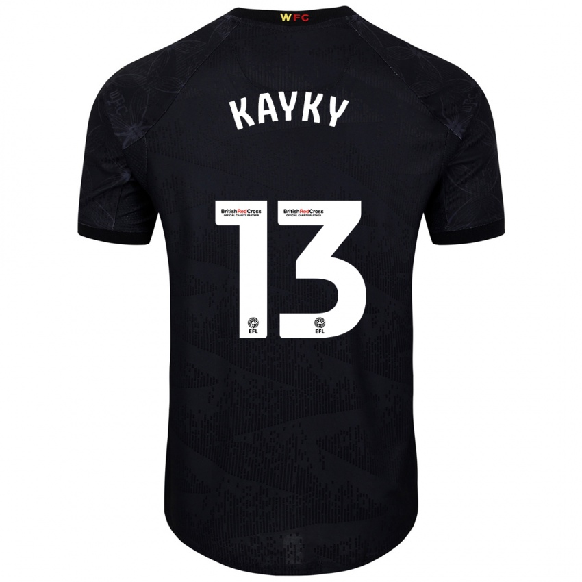 Niño Camiseta Kayky Almeida #13 Negro Blanco 2ª Equipación 2024/25 La Camisa Argentina