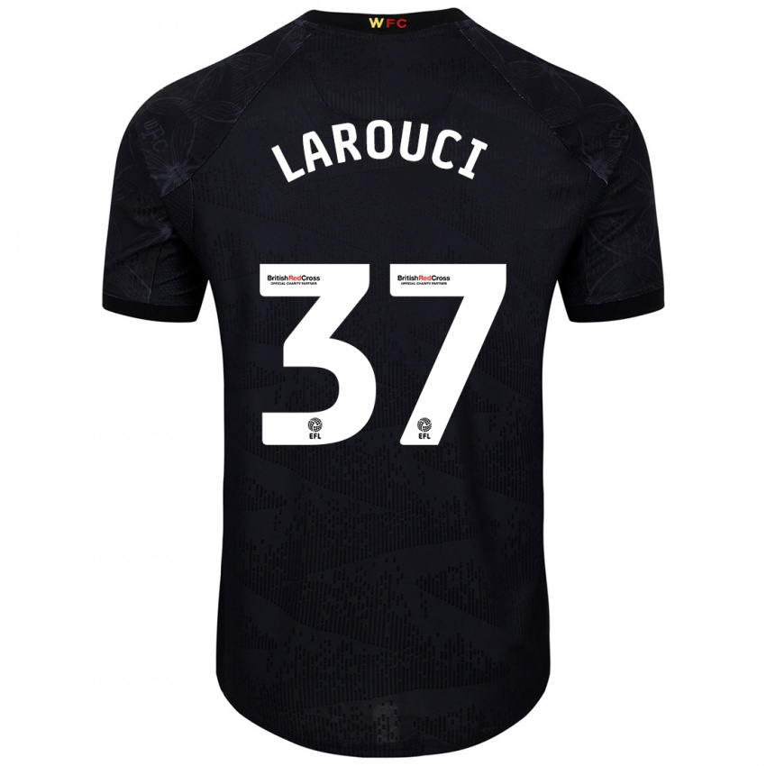 Niño Camiseta Yasser Larouci #37 Negro Blanco 2ª Equipación 2024/25 La Camisa Argentina