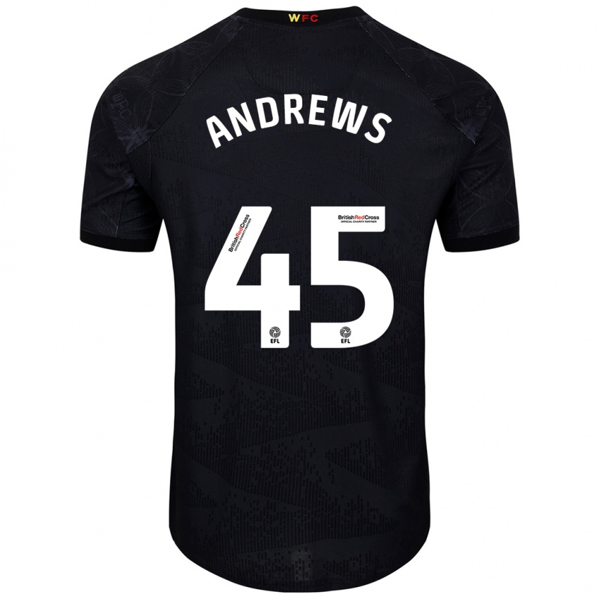 Niño Camiseta Ryan Andrews #45 Negro Blanco 2ª Equipación 2024/25 La Camisa Argentina