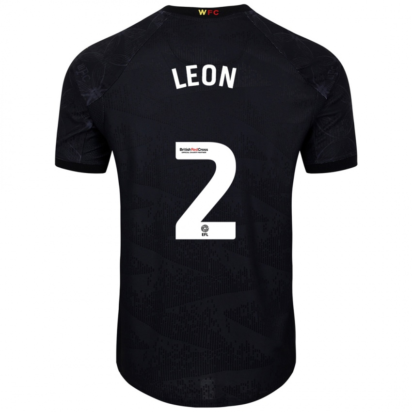 Niño Camiseta Lucía León #2 Negro Blanco 2ª Equipación 2024/25 La Camisa Argentina