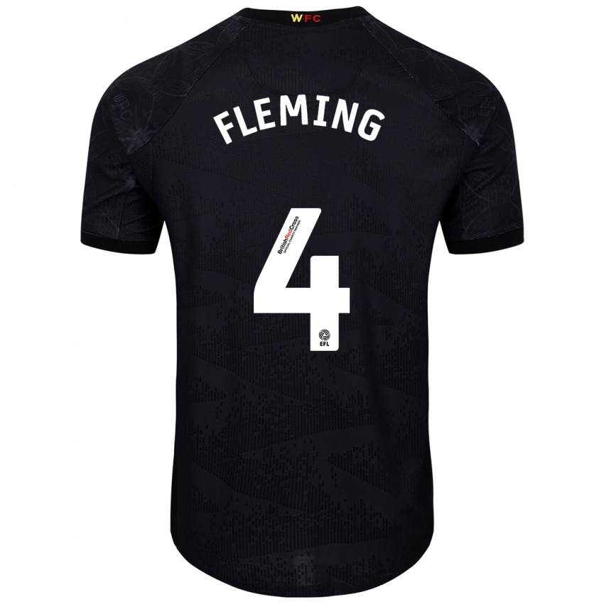 Niño Camiseta Charlotte Fleming #4 Negro Blanco 2ª Equipación 2024/25 La Camisa Argentina