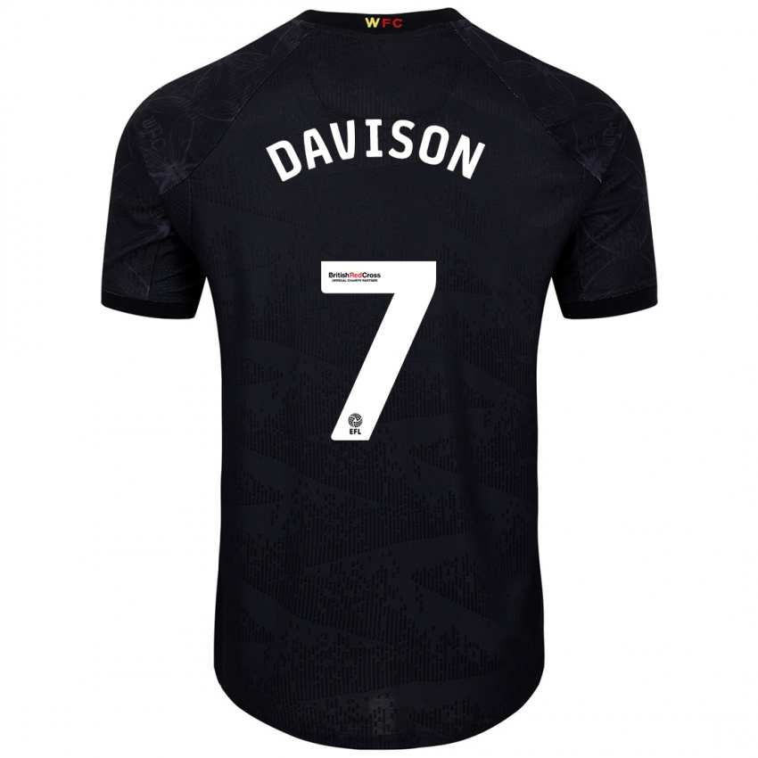 Niño Camiseta Gemma Davison #7 Negro Blanco 2ª Equipación 2024/25 La Camisa Argentina