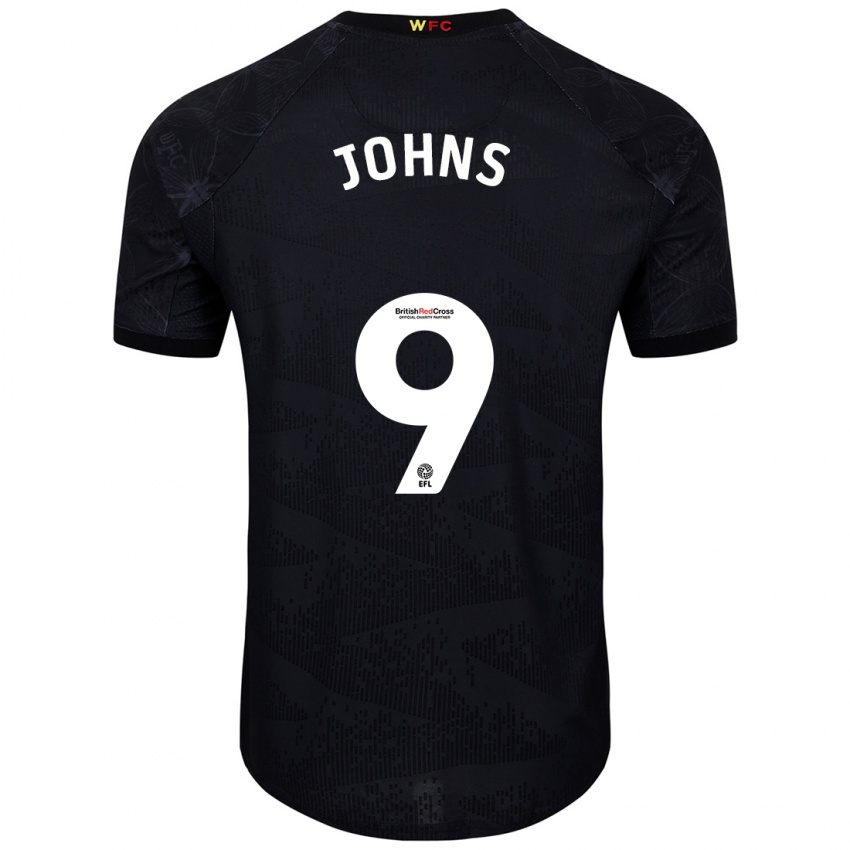 Niño Camiseta Carly Johns #9 Negro Blanco 2ª Equipación 2024/25 La Camisa Argentina