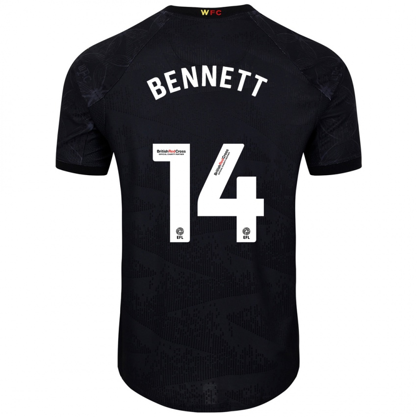 Niño Camiseta Harley Bennett #14 Negro Blanco 2ª Equipación 2024/25 La Camisa Argentina