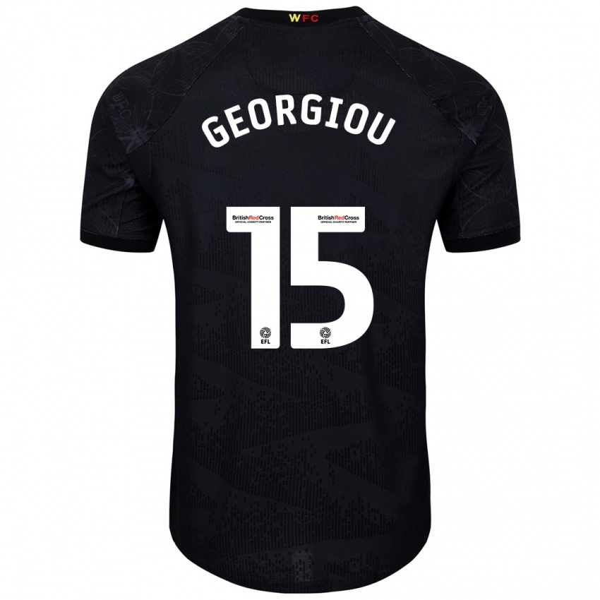 Niño Camiseta Andria Georgiou #15 Negro Blanco 2ª Equipación 2024/25 La Camisa Argentina