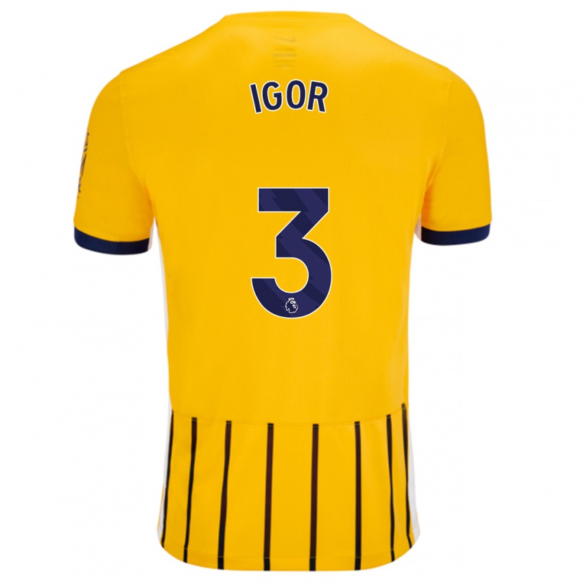 Niño Camiseta Igor #3 Dorado Azul Rayas 2ª Equipación 2024/25 La Camisa Argentina