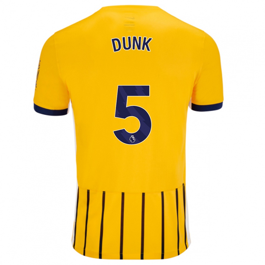 Niño Camiseta Lewis Dunk #5 Dorado Azul Rayas 2ª Equipación 2024/25 La Camisa Argentina