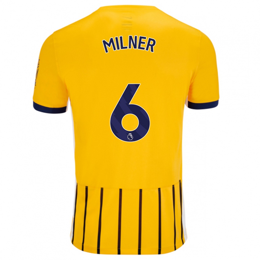 Niño Camiseta James Milner #6 Dorado Azul Rayas 2ª Equipación 2024/25 La Camisa Argentina