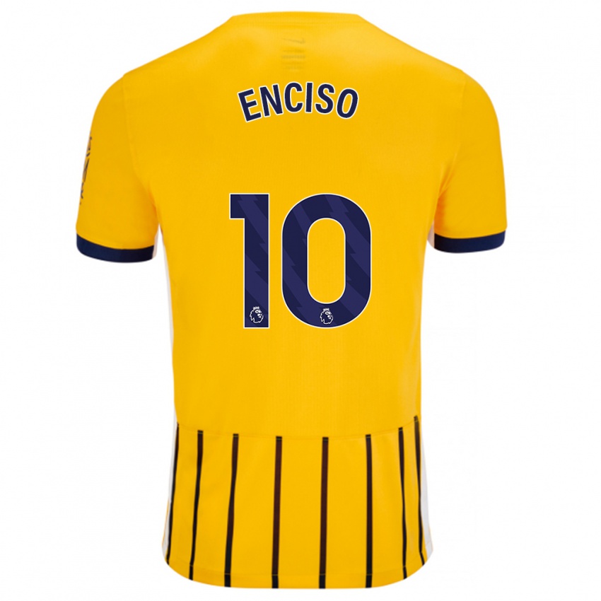 Niño Camiseta Julio Enciso #10 Dorado Azul Rayas 2ª Equipación 2024/25 La Camisa Argentina