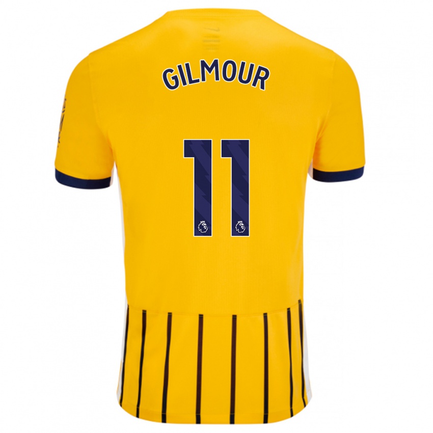 Niño Camiseta Billy Gilmour #11 Dorado Azul Rayas 2ª Equipación 2024/25 La Camisa Argentina