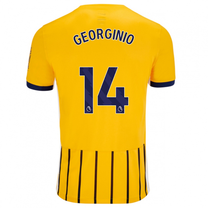 Niño Camiseta Georginio Rutter #14 Dorado Azul Rayas 2ª Equipación 2024/25 La Camisa Argentina