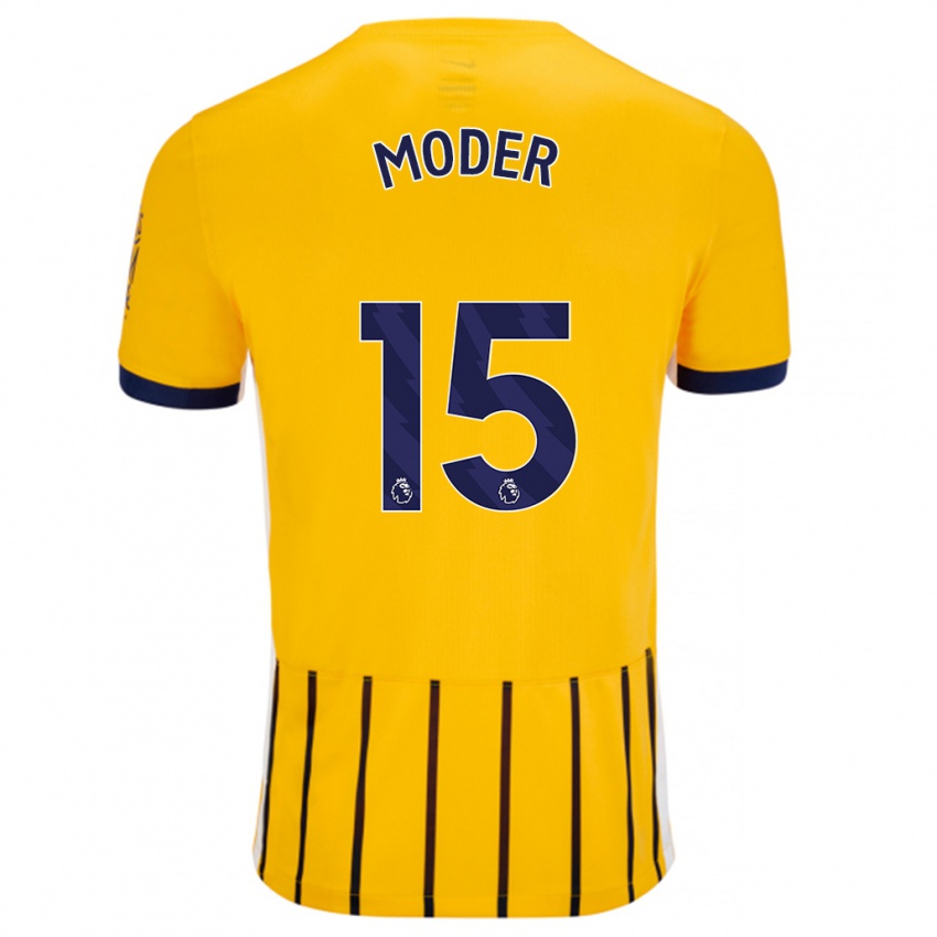 Niño Camiseta Jakub Moder #15 Dorado Azul Rayas 2ª Equipación 2024/25 La Camisa Argentina