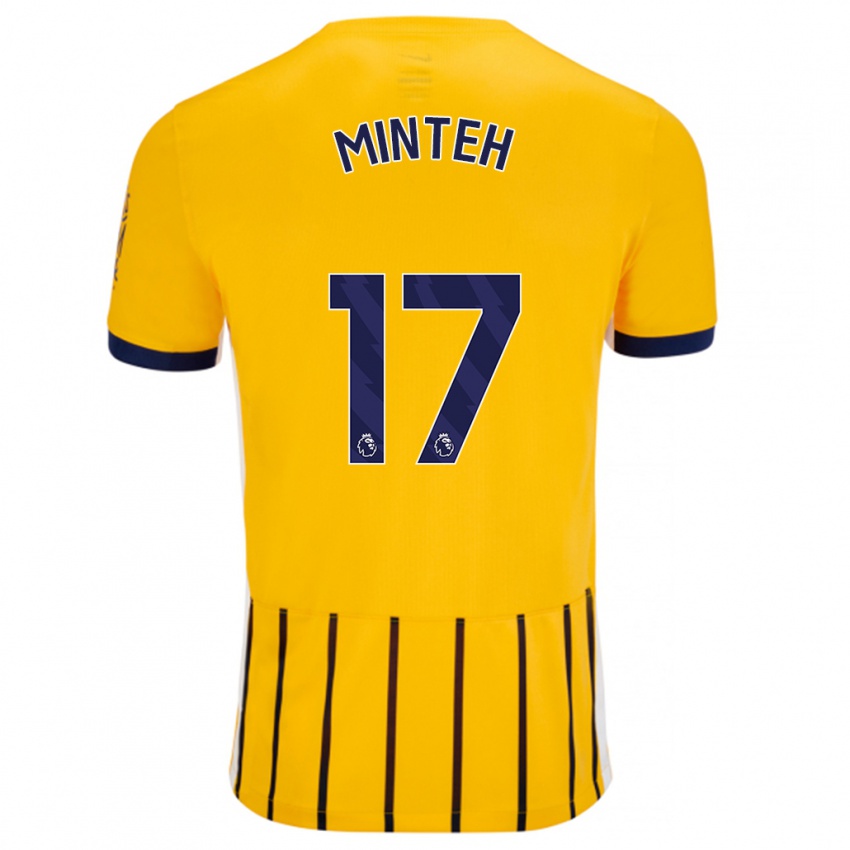 Niño Camiseta Yankuba Minteh #17 Dorado Azul Rayas 2ª Equipación 2024/25 La Camisa Argentina