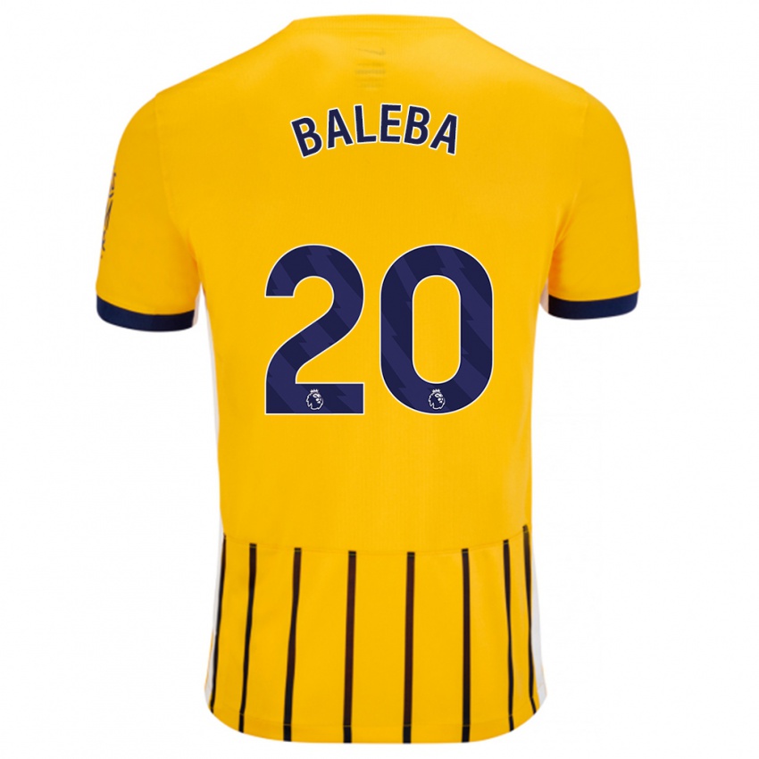 Niño Camiseta Carlos Baleba #20 Dorado Azul Rayas 2ª Equipación 2024/25 La Camisa Argentina