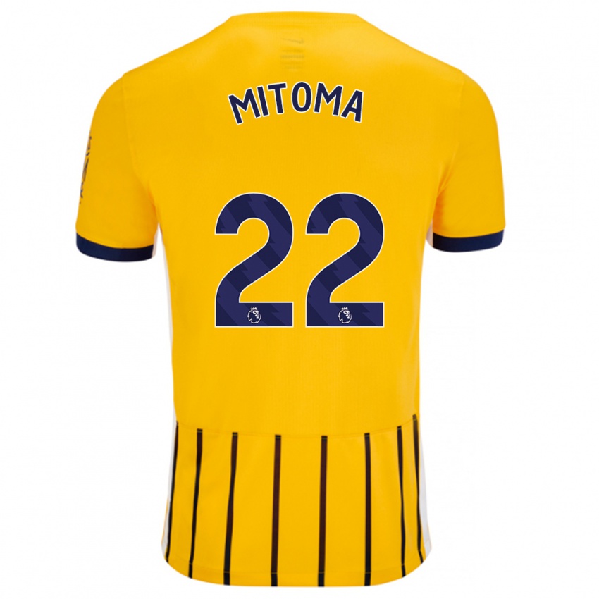 Niño Camiseta Kaoru Mitoma #22 Dorado Azul Rayas 2ª Equipación 2024/25 La Camisa Argentina