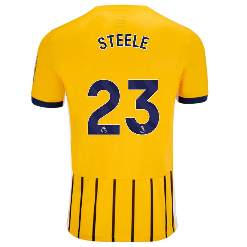 Niño Camiseta Jason Steele #23 Dorado Azul Rayas 2ª Equipación 2024/25 La Camisa Argentina