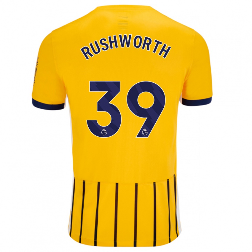 Niño Camiseta Carl Rushworth #39 Dorado Azul Rayas 2ª Equipación 2024/25 La Camisa Argentina