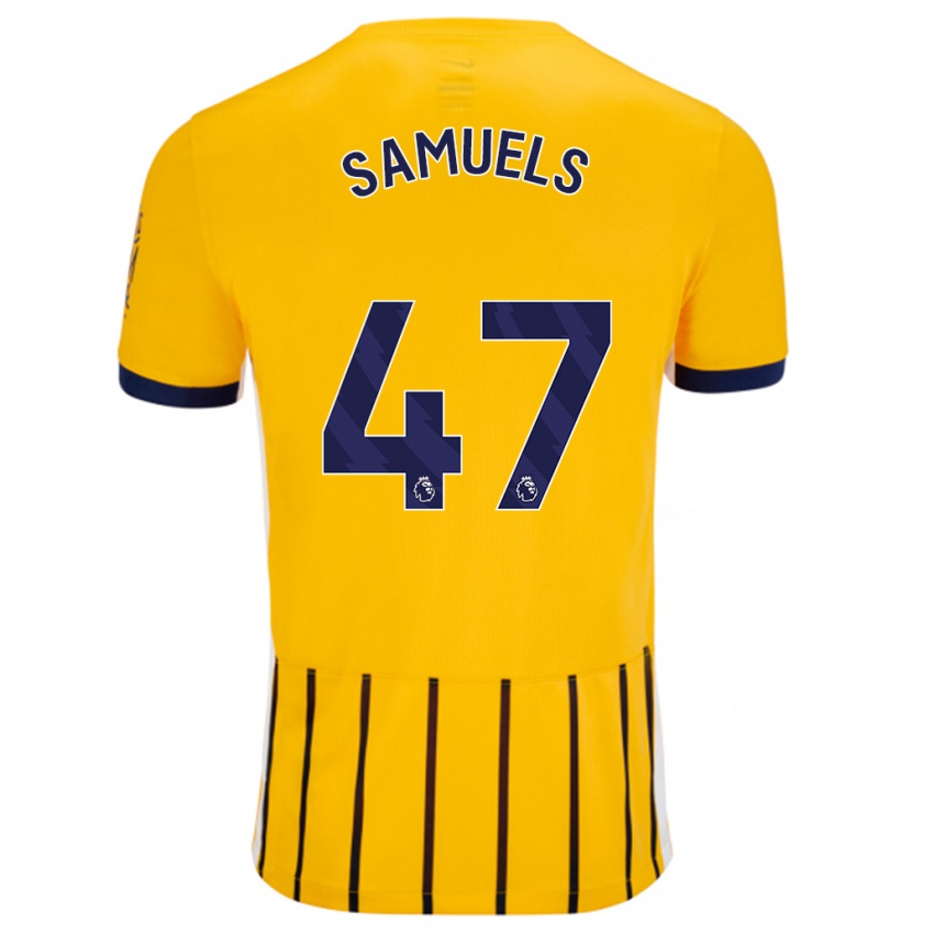 Niño Camiseta Imari Samuels #47 Dorado Azul Rayas 2ª Equipación 2024/25 La Camisa Argentina