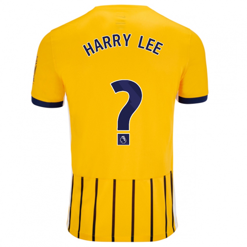 Niño Camiseta Harry Lee #0 Dorado Azul Rayas 2ª Equipación 2024/25 La Camisa Argentina