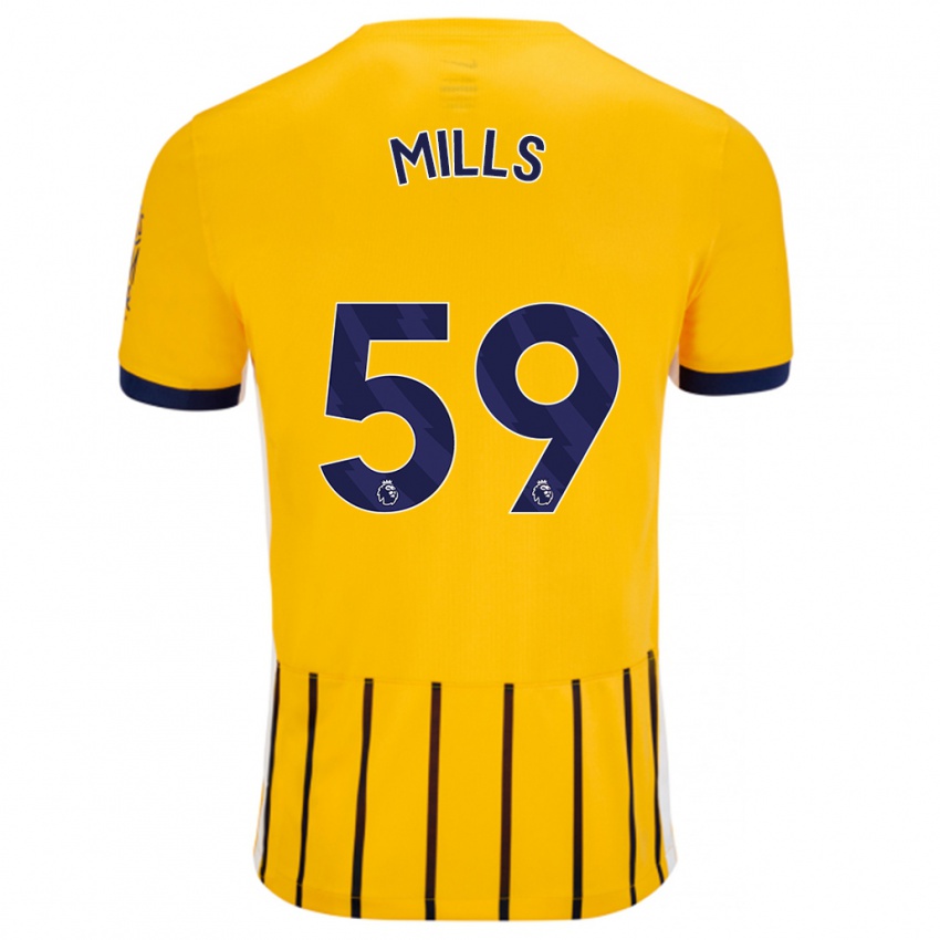 Niño Camiseta Harry Mills #59 Dorado Azul Rayas 2ª Equipación 2024/25 La Camisa Argentina