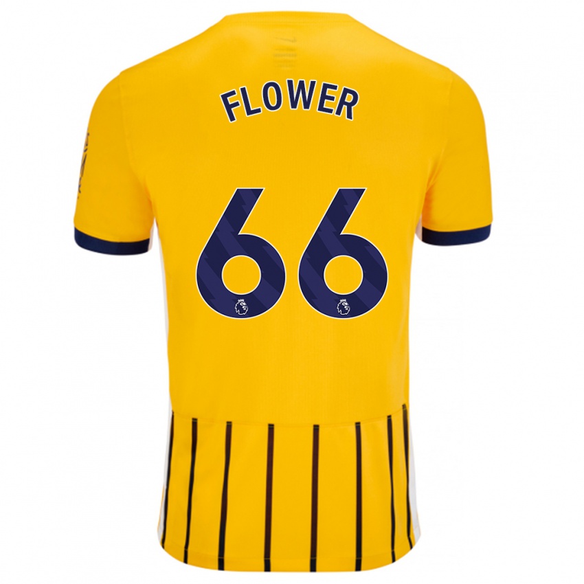 Niño Camiseta Louis Flower #66 Dorado Azul Rayas 2ª Equipación 2024/25 La Camisa Argentina