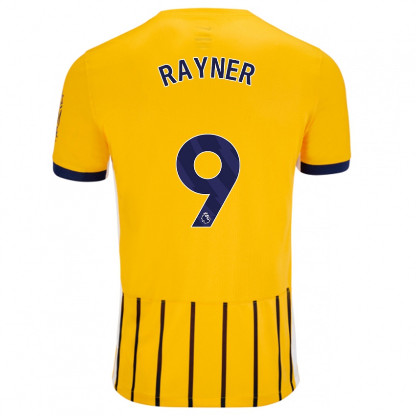 Niño Camiseta Rebecca Rayner #9 Dorado Azul Rayas 2ª Equipación 2024/25 La Camisa Argentina