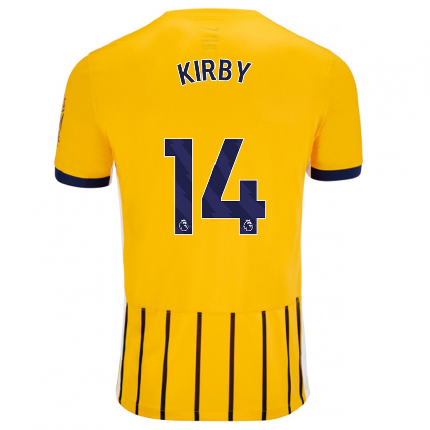 Niño Camiseta Fran Kirby #14 Dorado Azul Rayas 2ª Equipación 2024/25 La Camisa Argentina