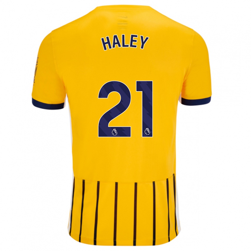 Niño Camiseta Madison Haley #21 Dorado Azul Rayas 2ª Equipación 2024/25 La Camisa Argentina