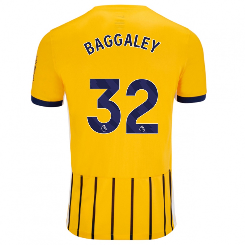 Niño Camiseta Sophie Baggaley #32 Dorado Azul Rayas 2ª Equipación 2024/25 La Camisa Argentina