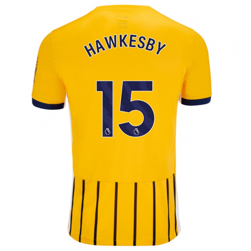 Niño Camiseta Mackenzie Hawkesby #15 Dorado Azul Rayas 2ª Equipación 2024/25 La Camisa Argentina