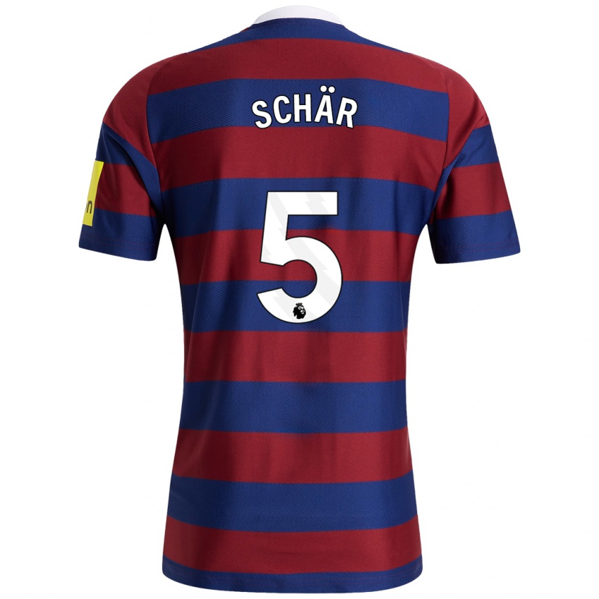 Niño Camiseta Fabian Schär #5 Burdeos Azul Marino 2ª Equipación 2024/25 La Camisa Argentina