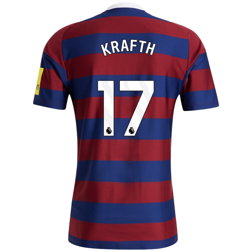 Niño Camiseta Emil Krafth #17 Burdeos Azul Marino 2ª Equipación 2024/25 La Camisa Argentina